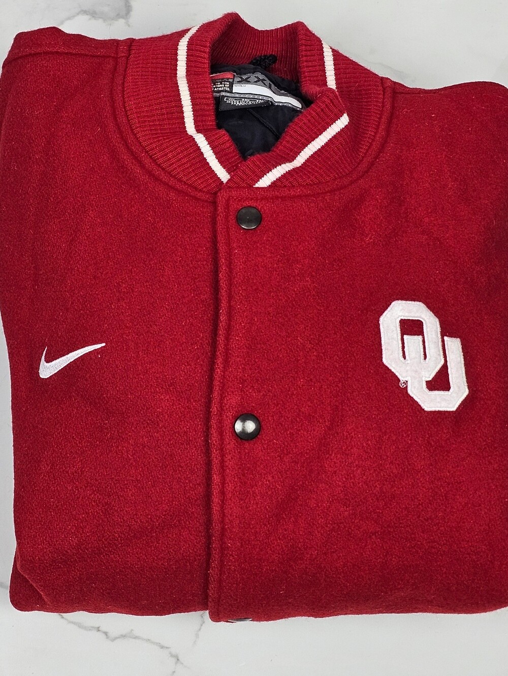 Vintage Nike Team Oklahoma Sooners Heavyweight Wool Snap Varsity Jacket - XXL